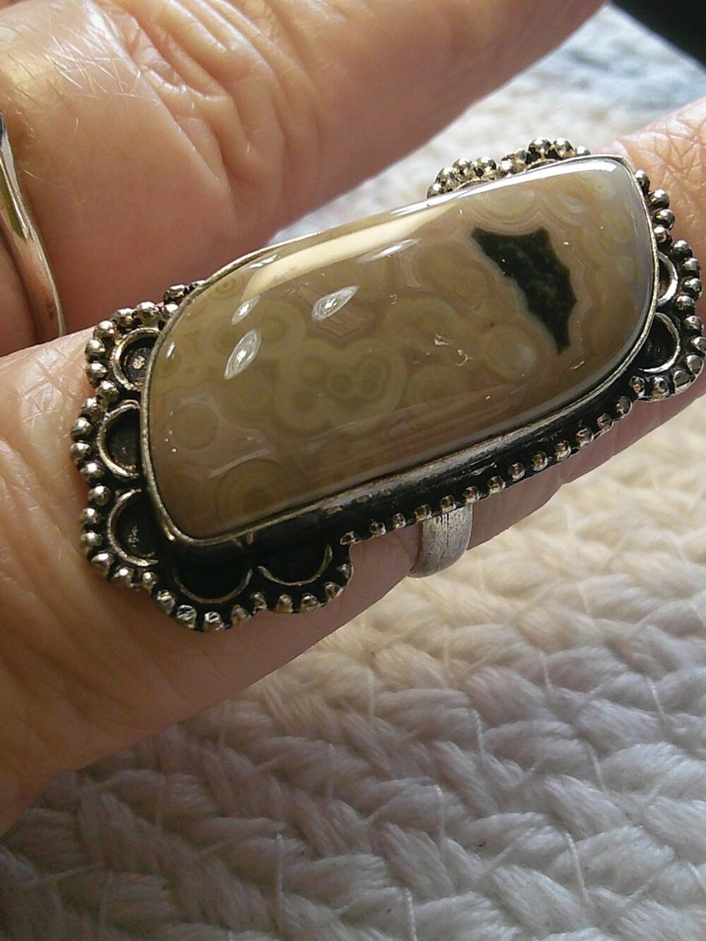 Natural FOSSIL CORAL Handmade Sterling 925 Ring Size 9.25 #809E